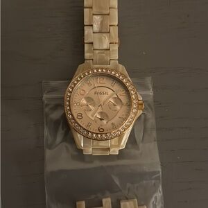 Fossil Women's Tan Watch with Crystal Bezel